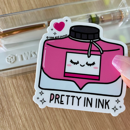 Pretty in Ink Bottle Fountain Pen Vinyl Sticker