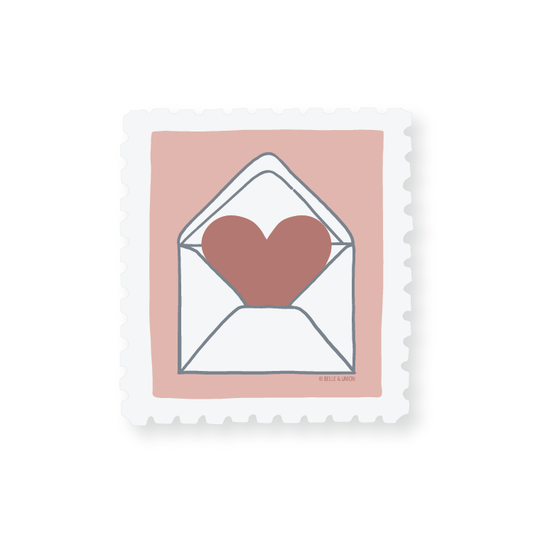 Heart Envelope Postage Stamp Sticker