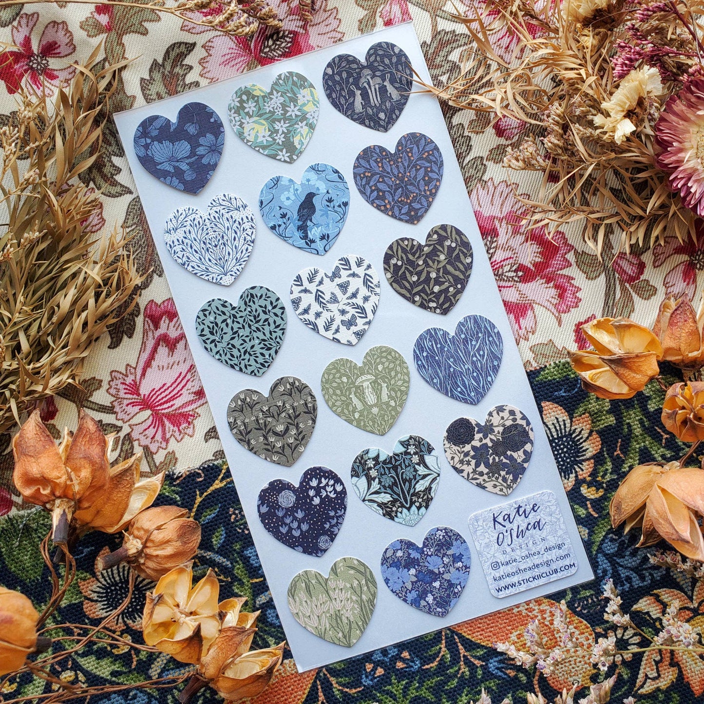 Patterned Hearts Sticker Sheet
