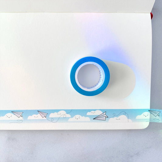 Paper Airplanes in Blue Skies Clouds Washi Tape