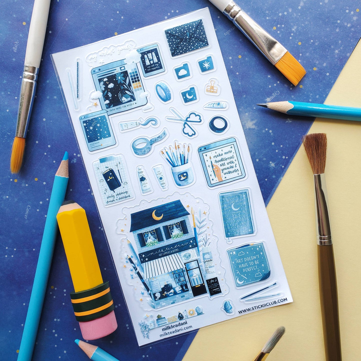 Cosmic Art Supply Sticker Sheet by @milkteadani