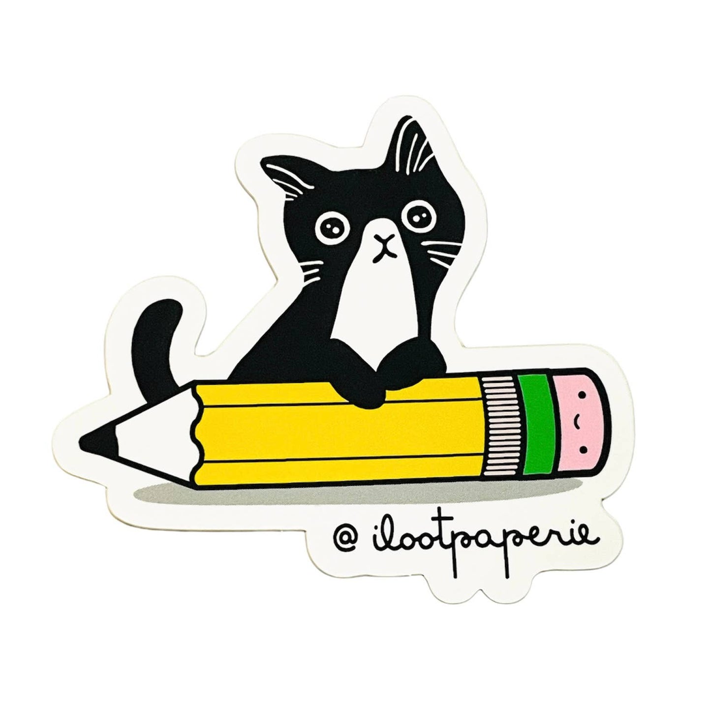 Tuxedo Cat Pencil Vinyl Sticker