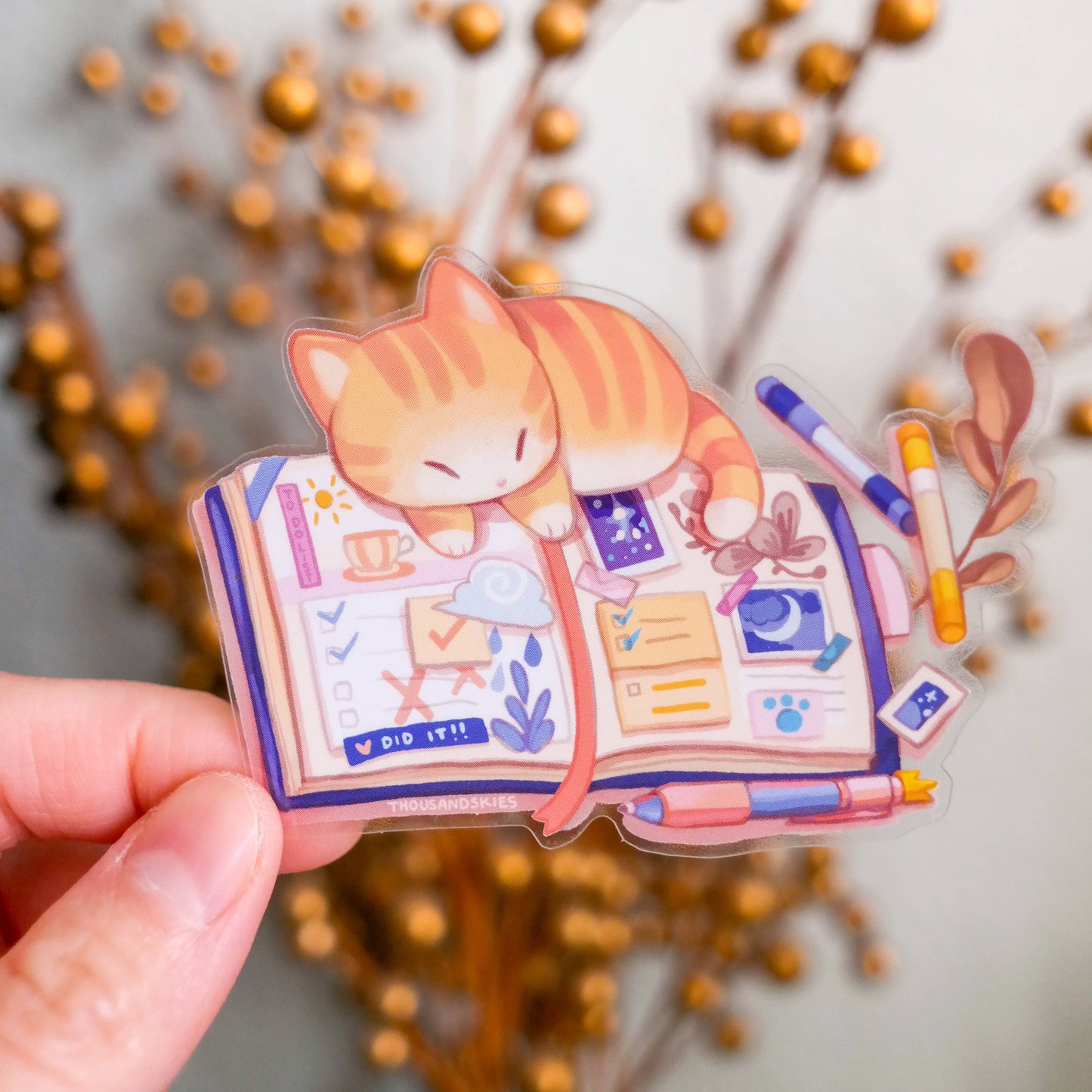 Kitten's Journal Transparent Vinyl Sticker