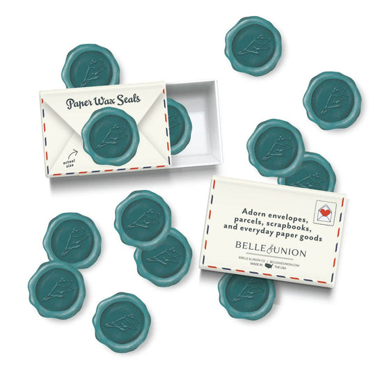 Teal Pigeon Paper Wax Seal Stickers, set of 12