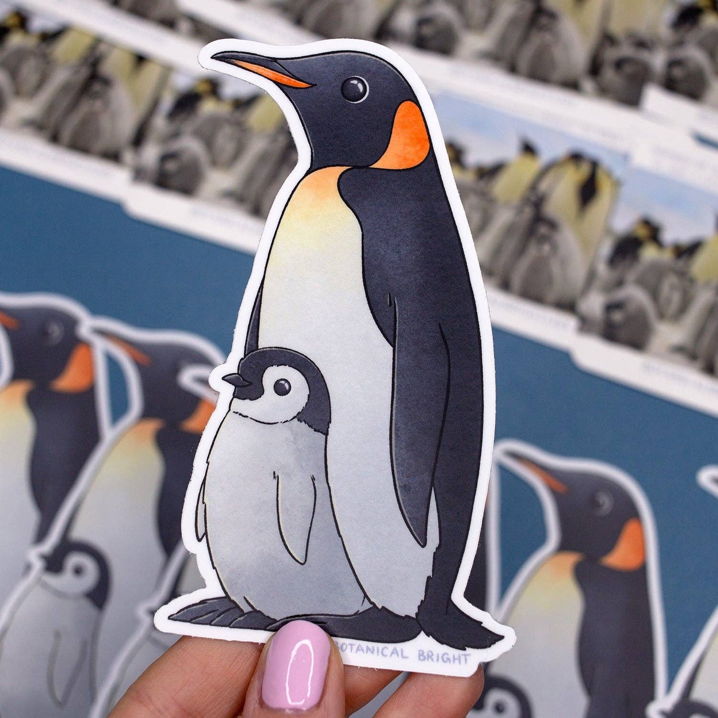 Penguin with Chick Vinyl Sticker Decal