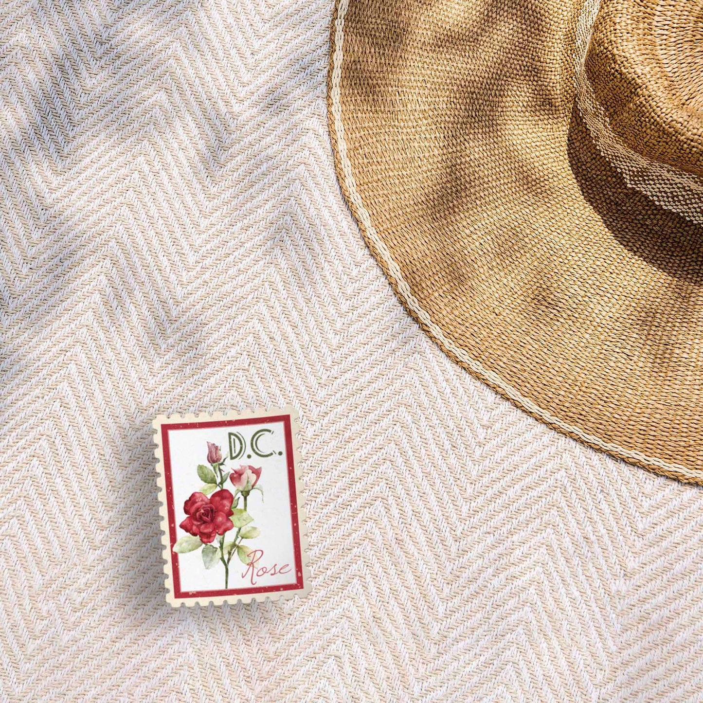 Washington DC Rose Stamp-Style Decal