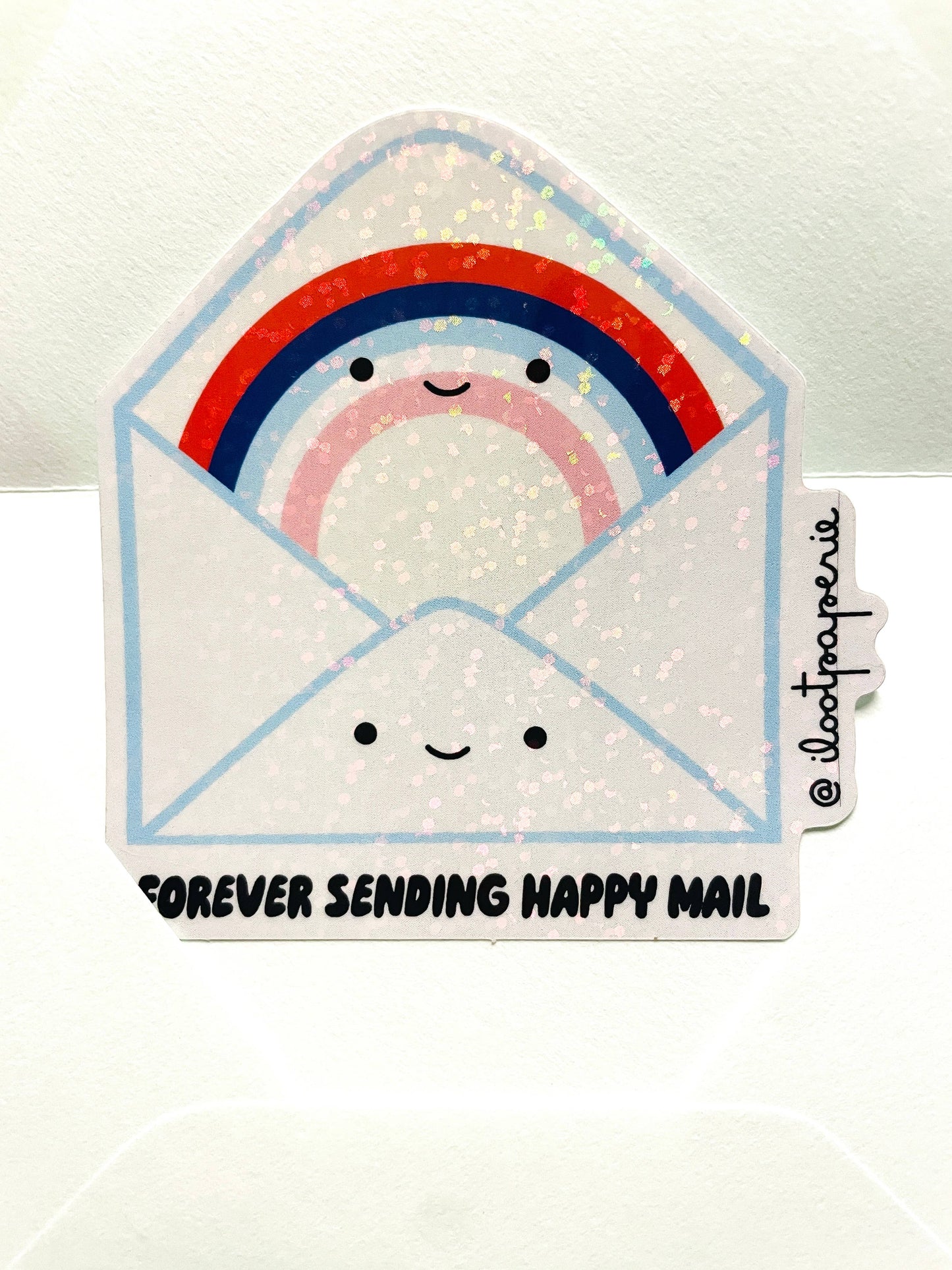 Forever Sending Happy Mail Envelope Glitter Sticker