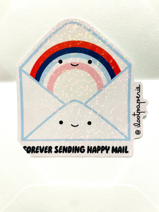 Forever Sending Happy Mail Envelope Glitter Sticker