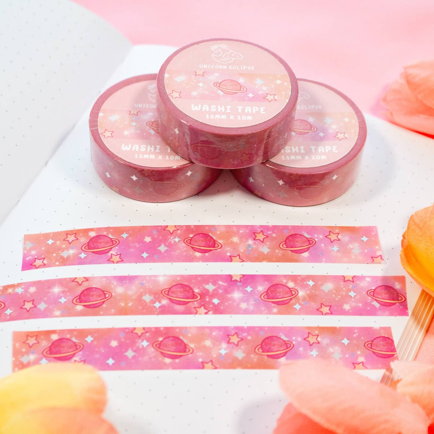 Pink Galaxy Silver Foil Washi Tape