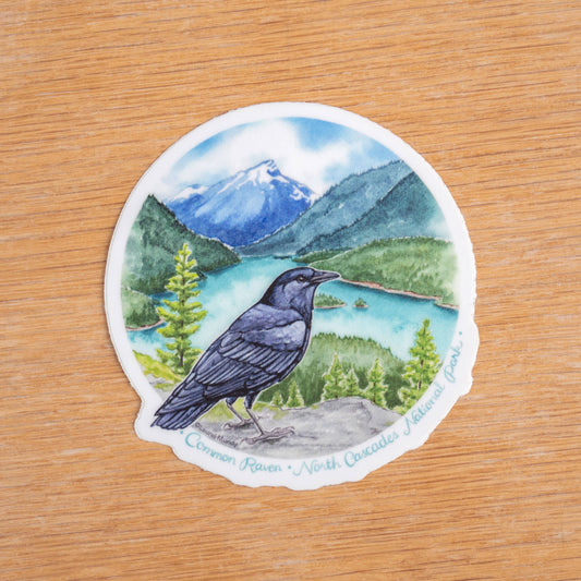 Raven Round Vinyl Sticker
