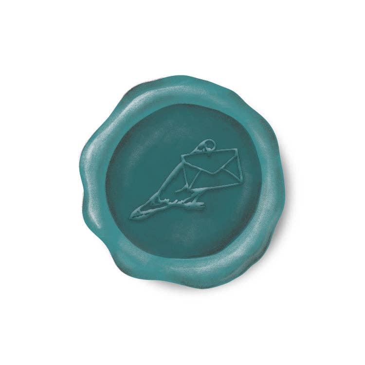 Teal Pigeon Paper Wax Seal Stickers, set of 12