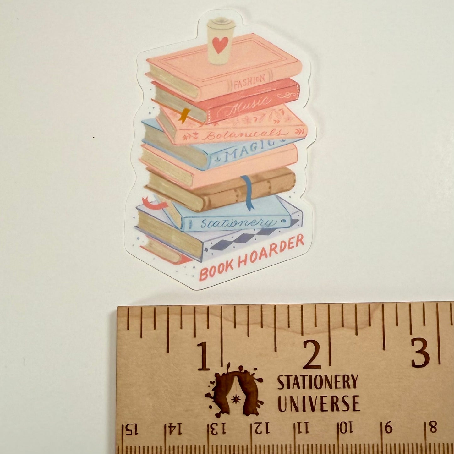 Book Hoarder sticker, pink vertical
