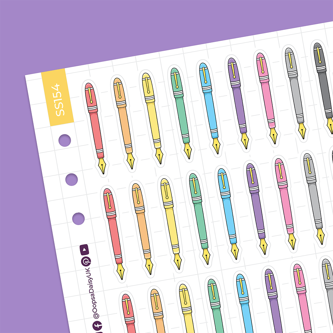 Rainbow Fountain Pens a5 sticker sheet