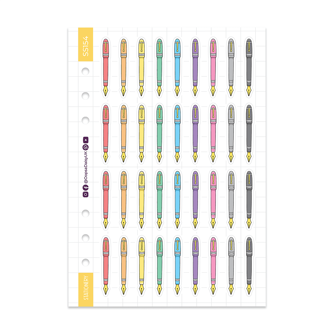 Rainbow Fountain Pens a5 sticker sheet