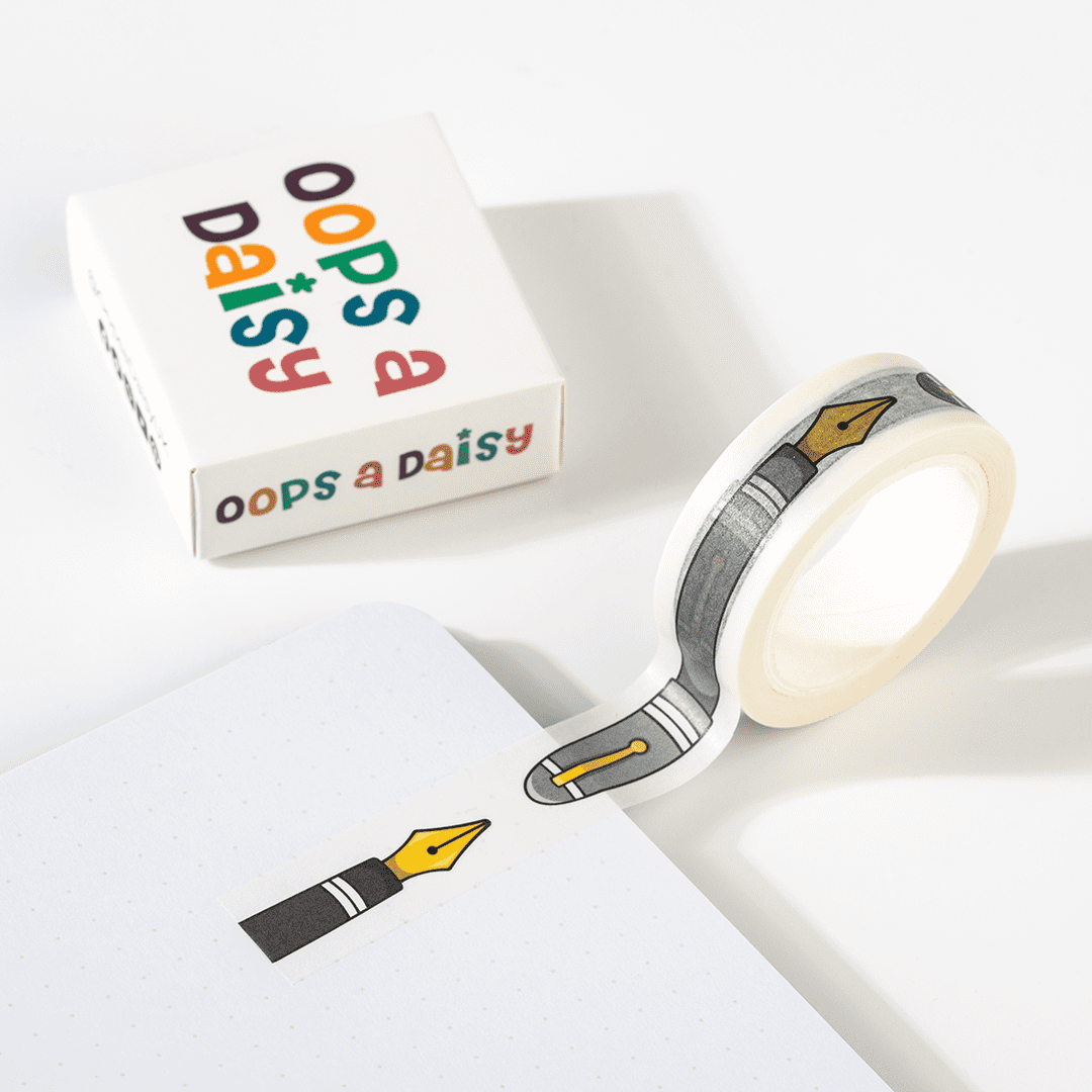 Fountain Pens - black and grey washi tape