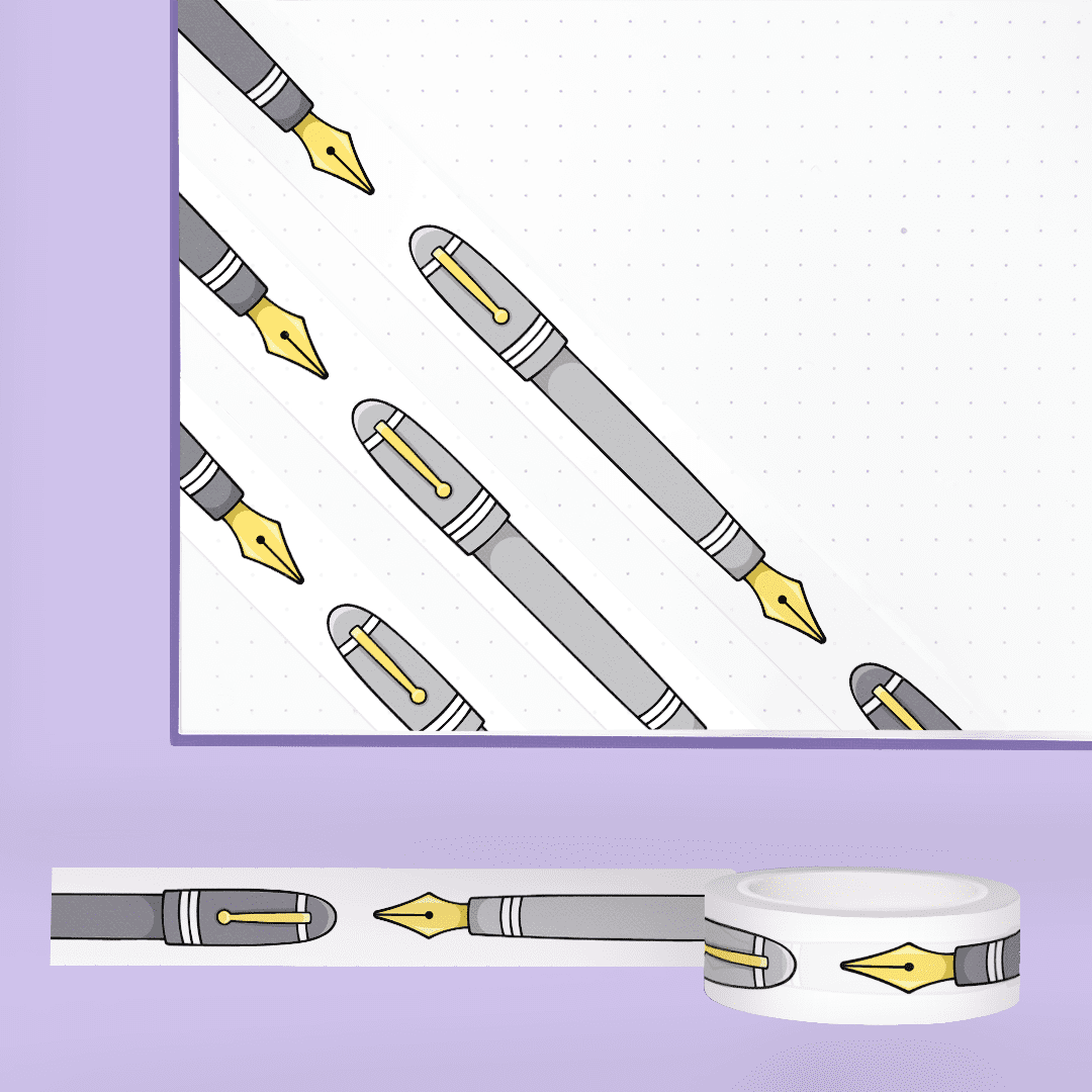 Fountain Pens - black and grey washi tape