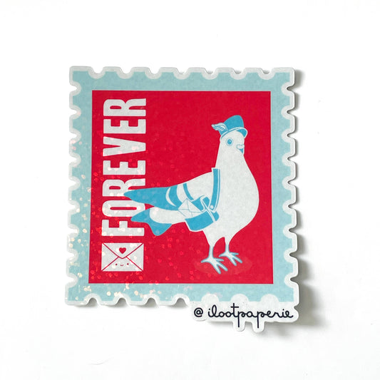 Par Pigeon Forever Stamp Glitter Single Sticker : Single