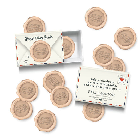 Antique Books Paper Wax Seal Stickers, Set of 12