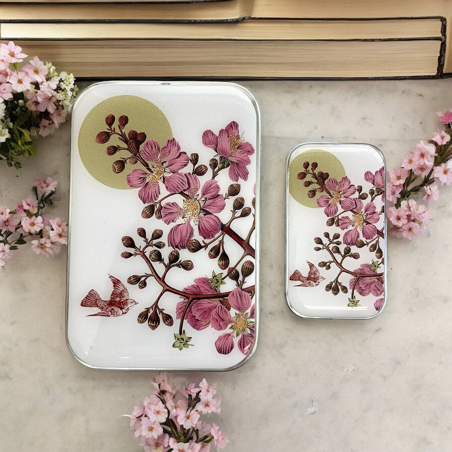 Cherry Blossom & Swallow Notions Tin: Small