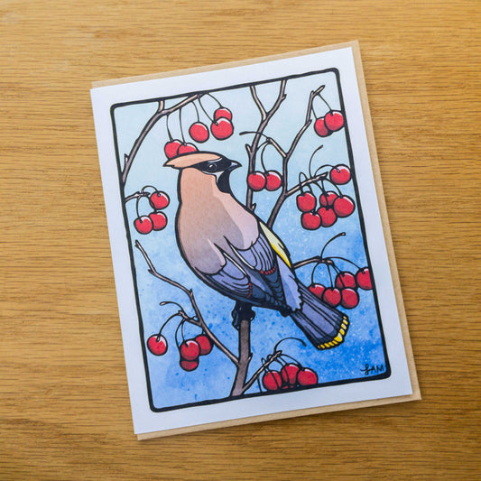 Cedar Waxwing Greeting Card