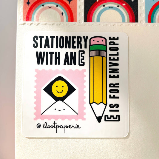 Stationery with an E Matte Vinyl Sticker