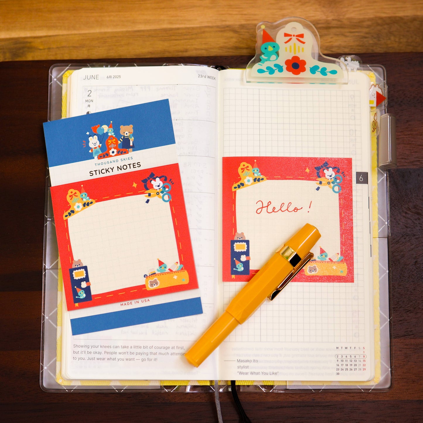 Bear and Bird Sticky Notes