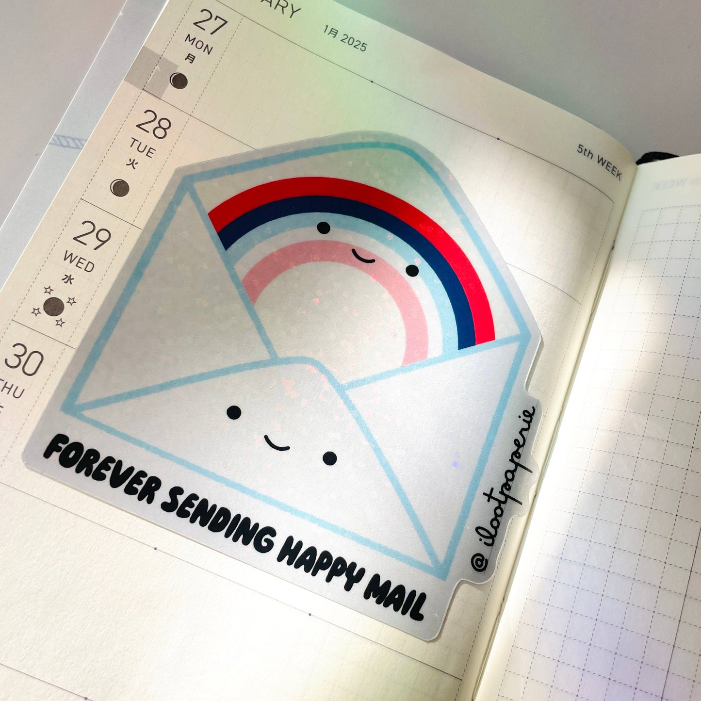 Forever Sending Happy Mail Envelope Glitter Sticker