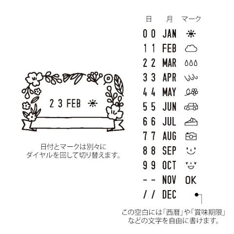 Rotating Date Stamp with Flowers - Paintable, Pre-Inked Stamp