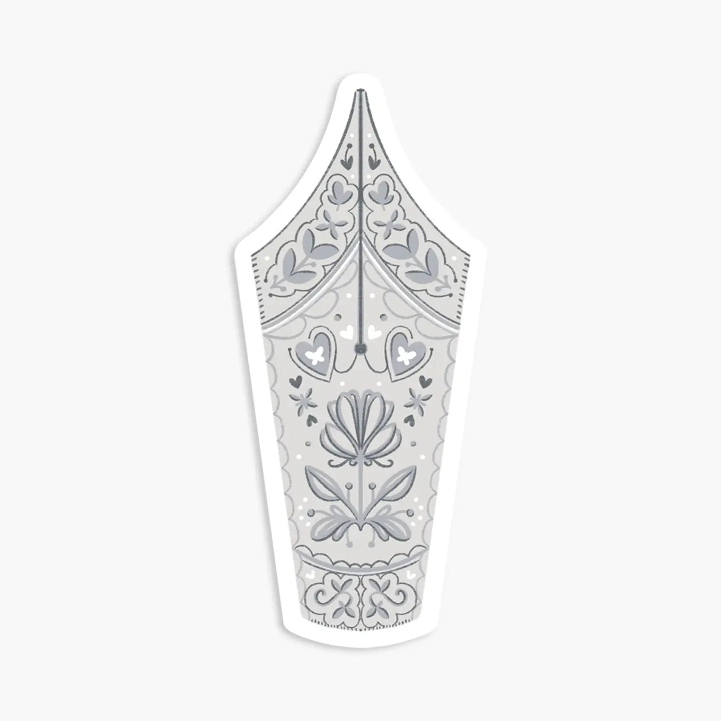 Silver Decorated Nib sticker
