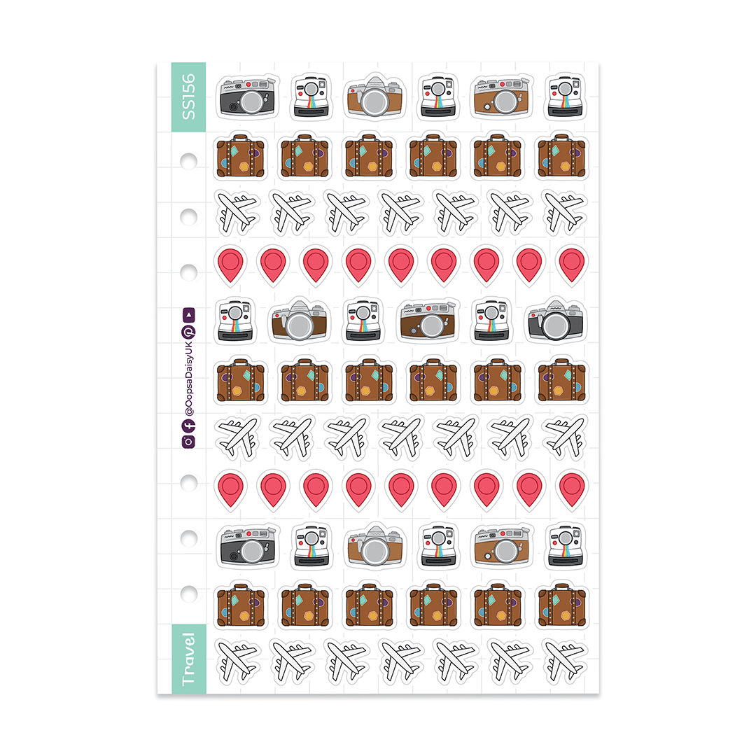 Travel Icons A5 Sticker Sheet