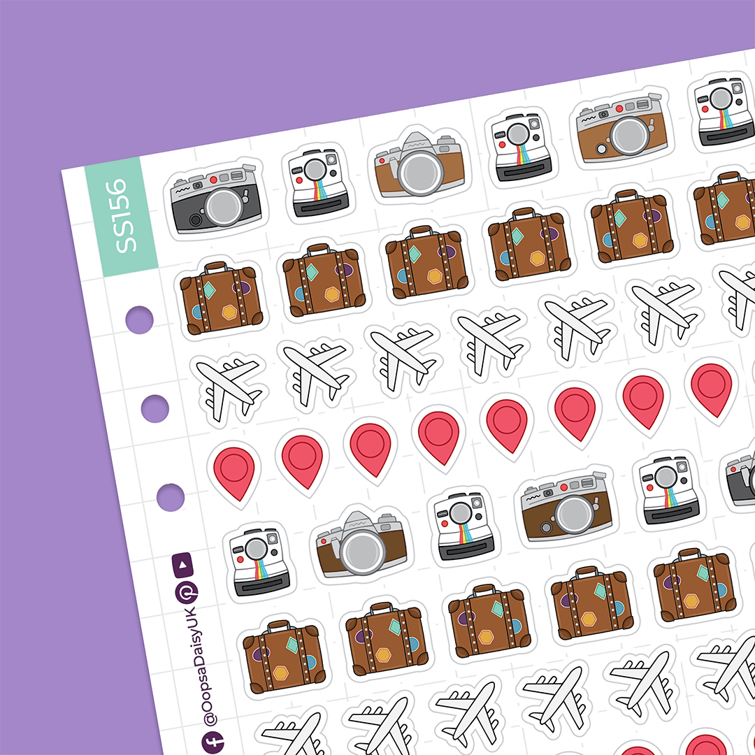 Travel Icons A5 Sticker Sheet