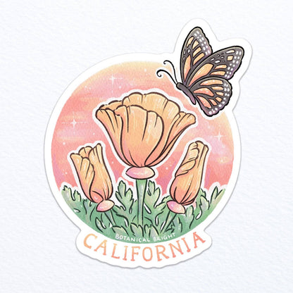 California Poppy and Monarch Vinyl Sticker Deal
