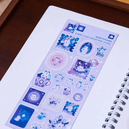 Bunny and Shooting Stars Washi Sticker Sheet