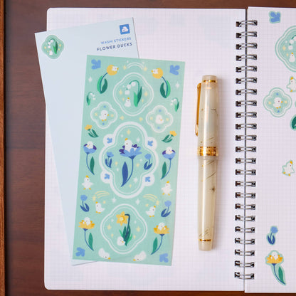 Flower Duck Washi Sticker Sheet
