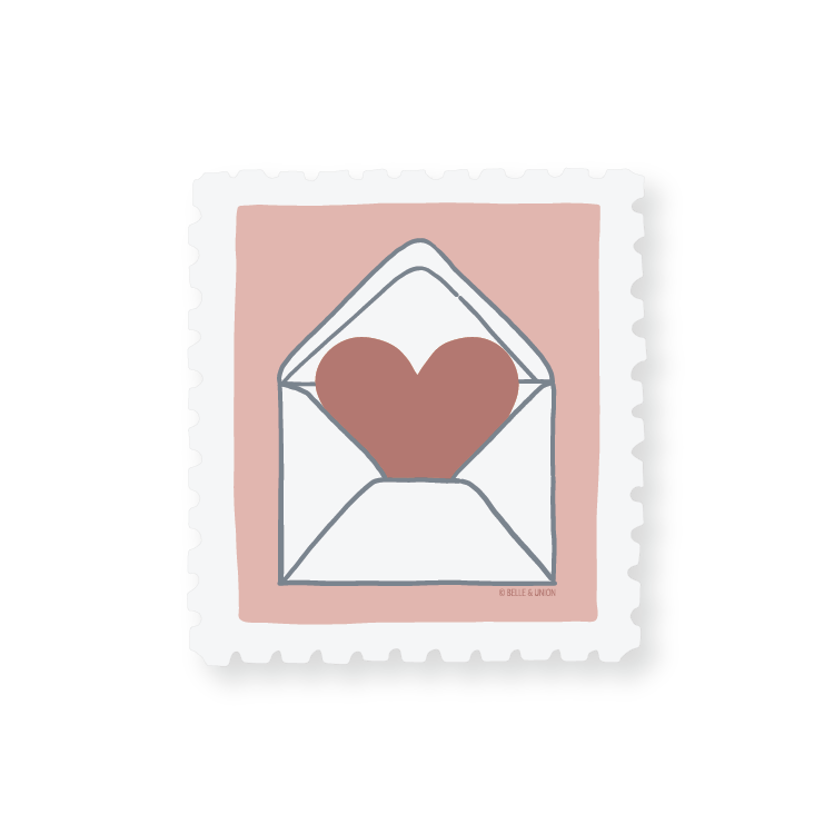 Heart Envelope Postage Stamp Sticker