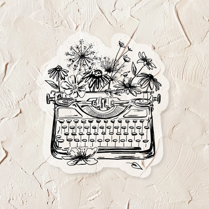 Flourish Floral Typewriter Sticker