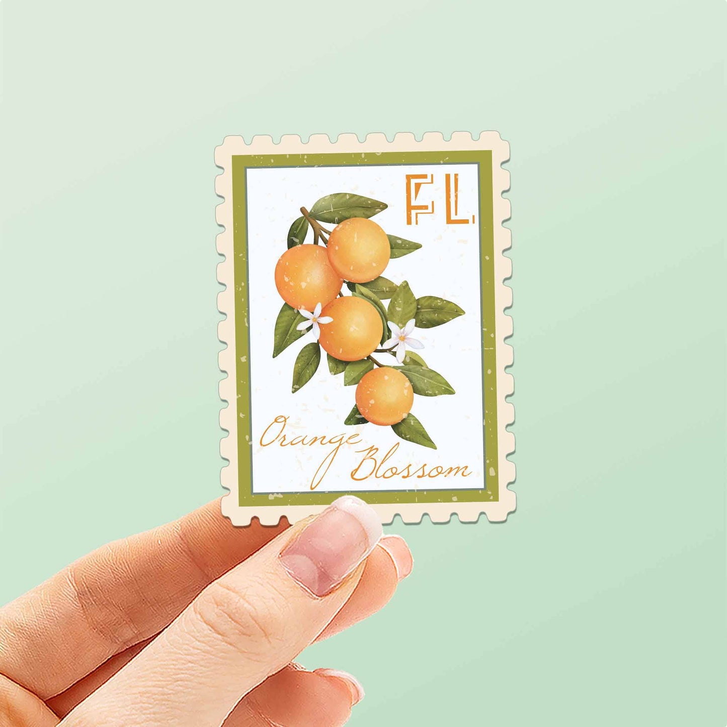 Florida Orange Blossom Stamp-Style Decal