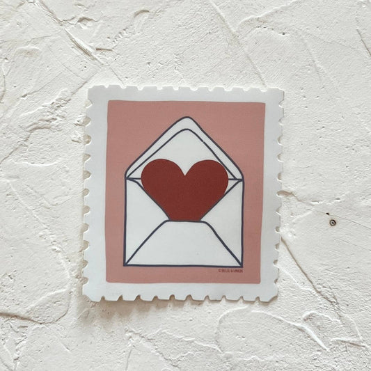 Heart Envelope Postage Stamp Sticker
