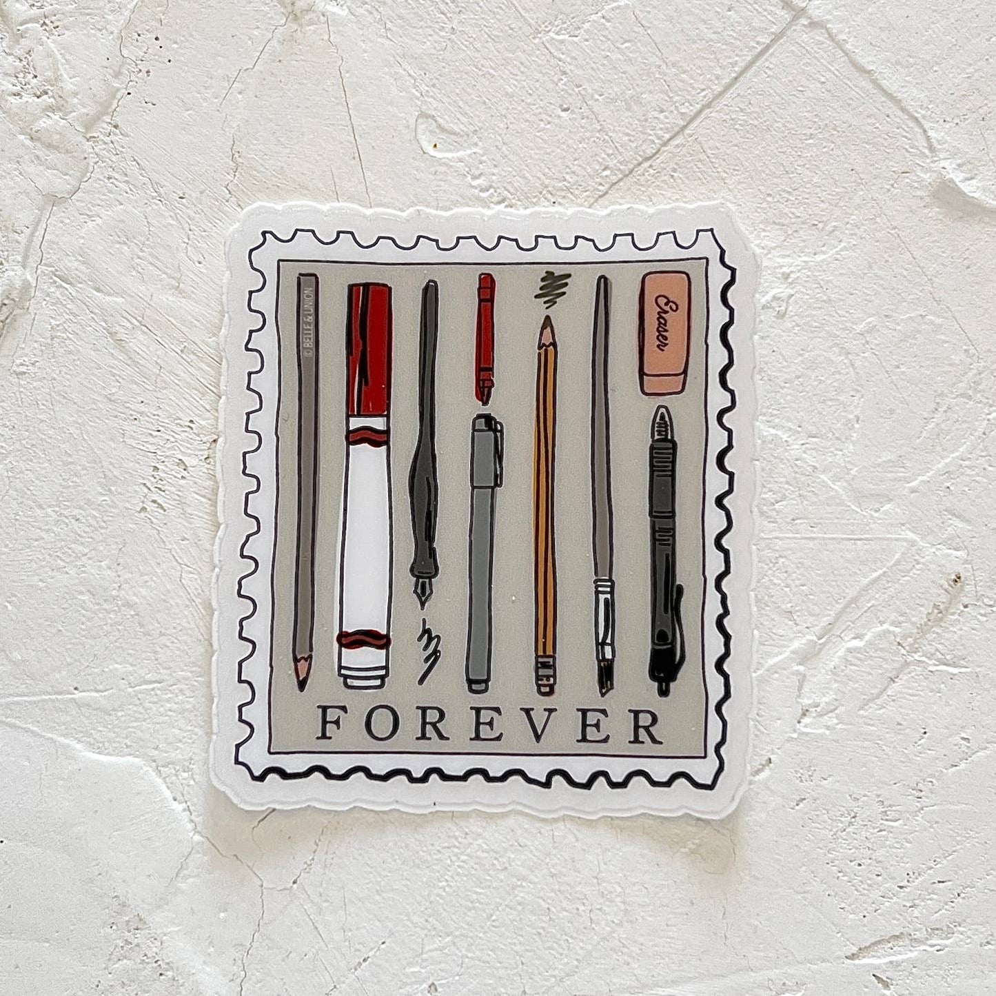 Forever Writing Postage Stamp Sticker