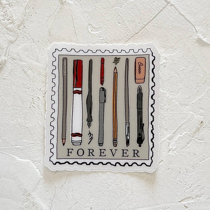 Forever Writing Postage Stamp Sticker