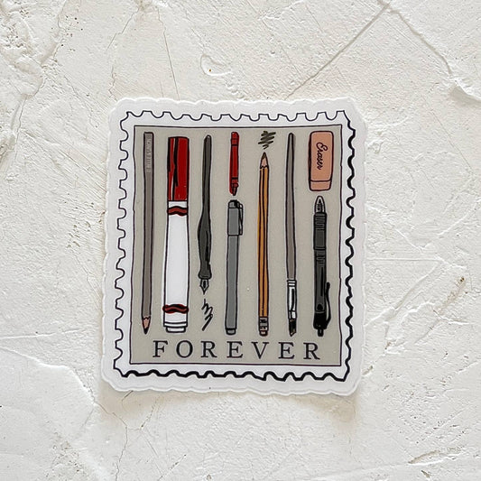 Forever Writing Postage Stamp Sticker