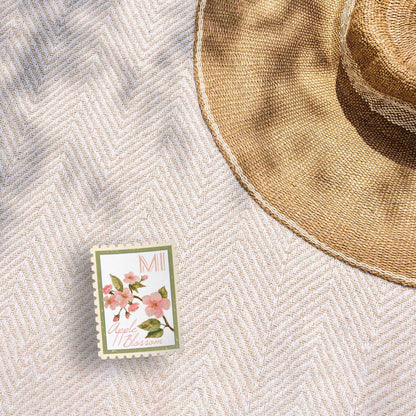 Michigan Apple Blossom Stamp-Style Sticker