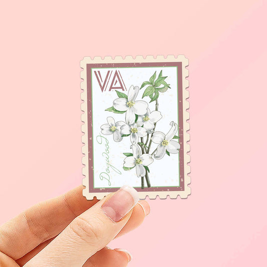 Virginia Dogwood Stamp-Style Decal
