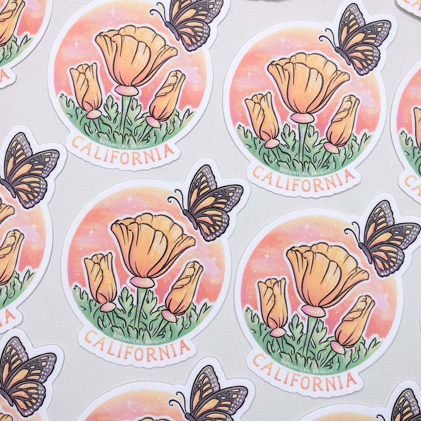 California Poppy and Monarch Vinyl Sticker Deal