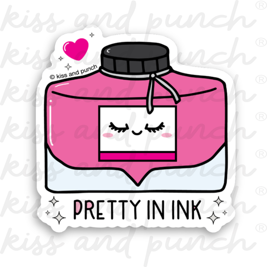 Pretty in Ink Bottle Fountain Pen Vinyl Sticker