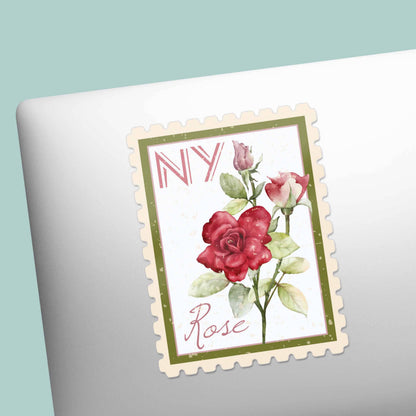 New York Rose Stamp-Style Sticker