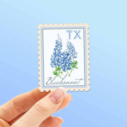 Texas Bluebonnets Stamp-Style Sticker
