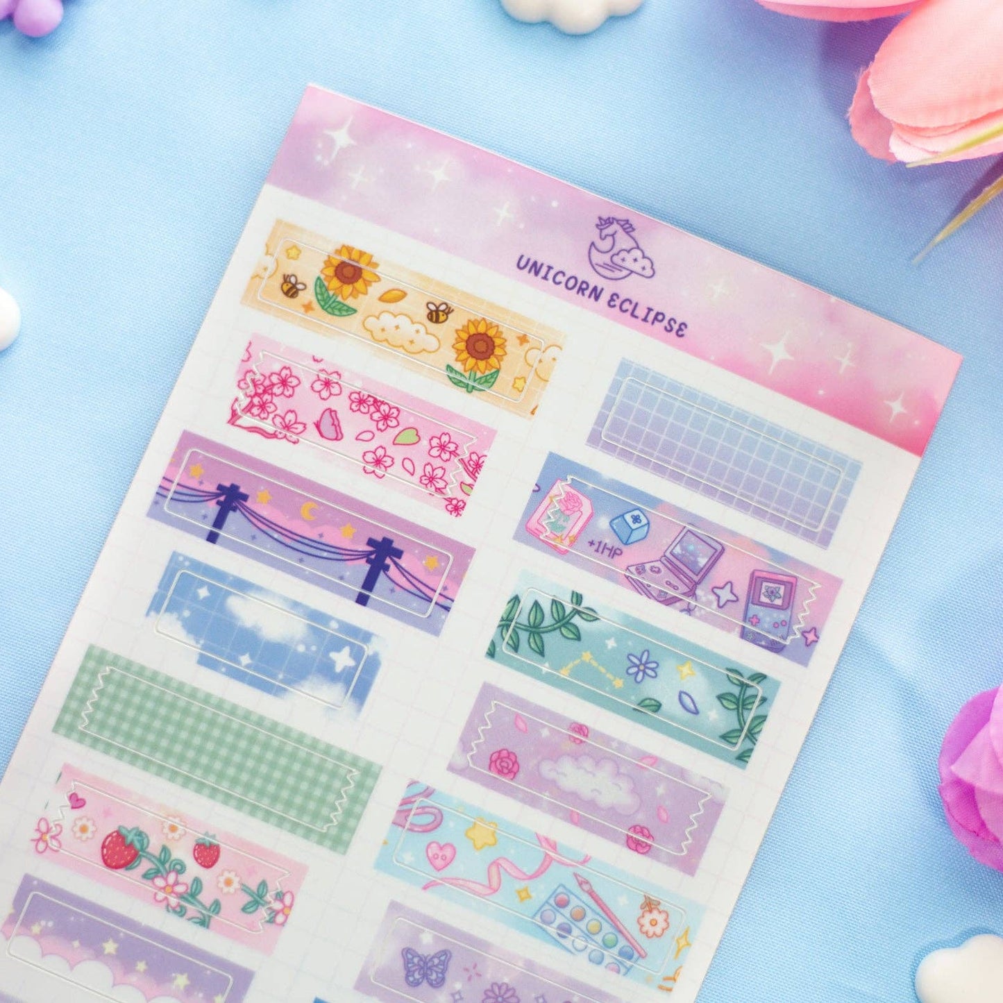 Washi Tape Strips Sticker Sheet