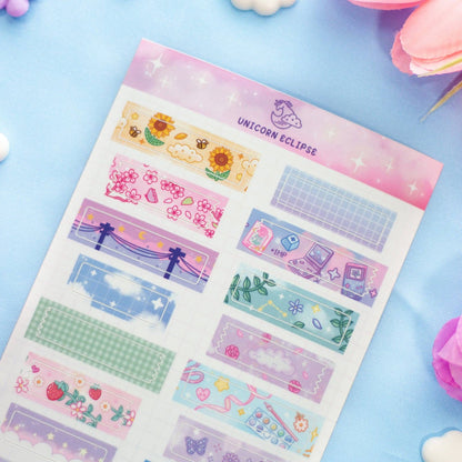 Washi Tape Strips Sticker Sheet