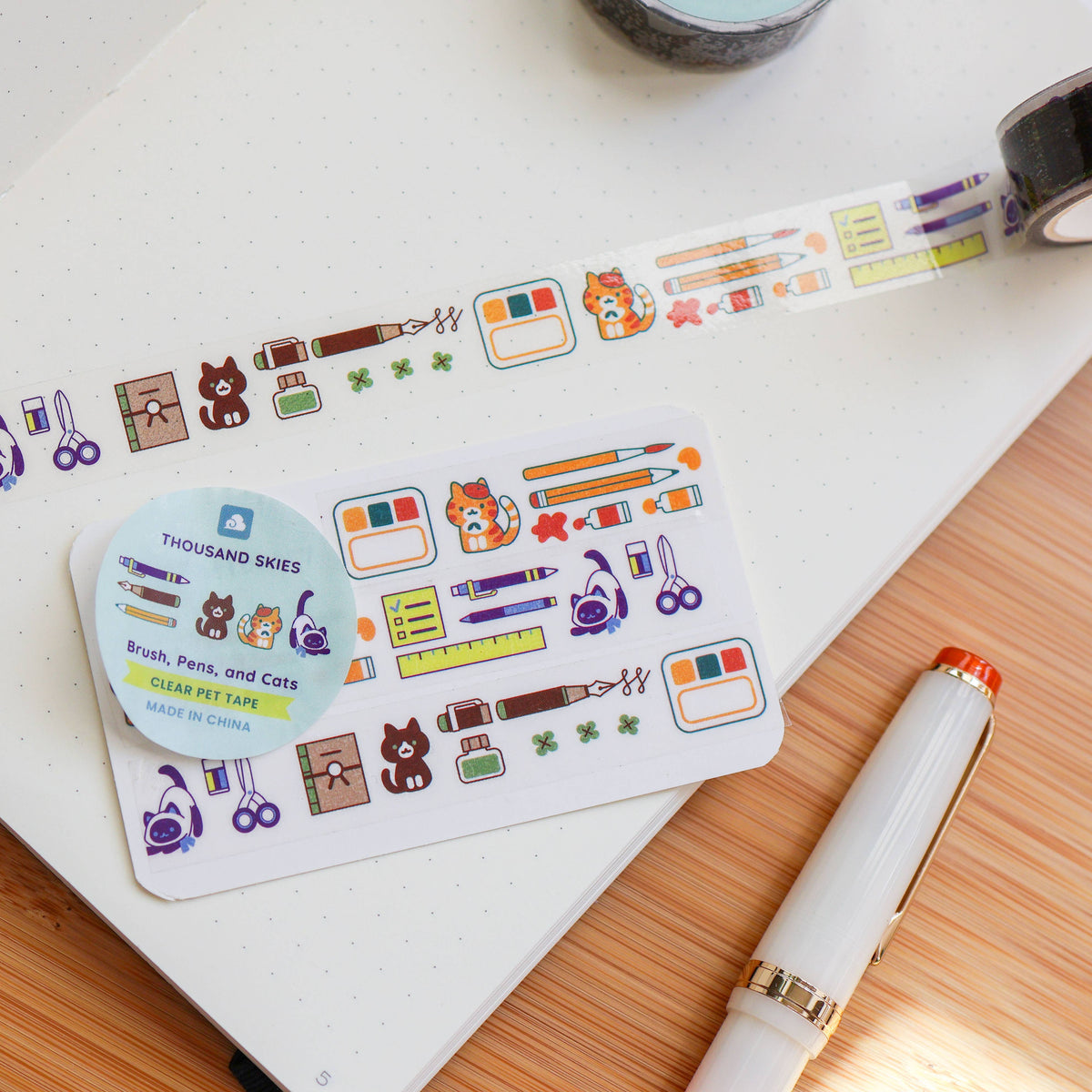 Brush, Pens, and Cats PET Transparent Tape by Thousand Skies